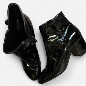 Ivanka Trump Glossy Black Ankle Booties